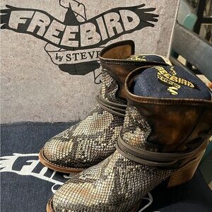 Freebird by Steven Multi-Tone Snake Print Boots